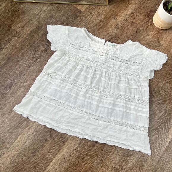 Sundance Aria Blouse Embroidered White Oversized Thick Lace Boho Top - Picture 2 of 5